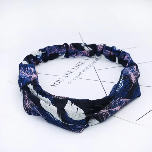 KE Fashion Hair Bohemian Cross Elastic Hair Band.