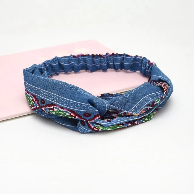 KE Fashion Hair Bohemian Cross Elastic Hair Band.