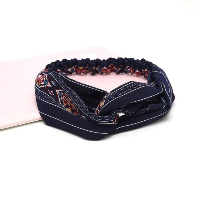 KE Fashion Hair Bohemian Cross Elastic Hair Band.