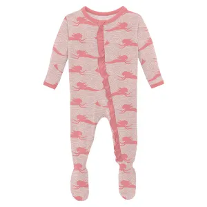 KicKee Pants Classic Ruffle Footie with 2W Zipper - Baby Rose Mermaid