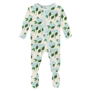 KicKee Pants Classic Ruffle Footie with 2W Zipper - Hydrangea Bouquet