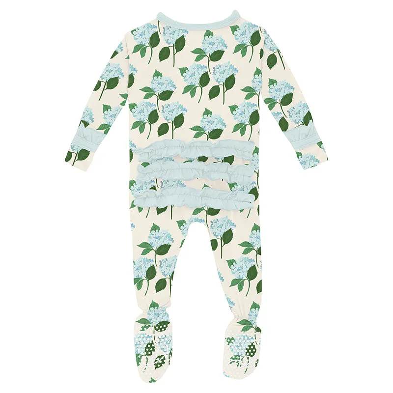 KicKee Pants Classic Ruffle Footie with 2W Zipper - Hydrangea Bouquet