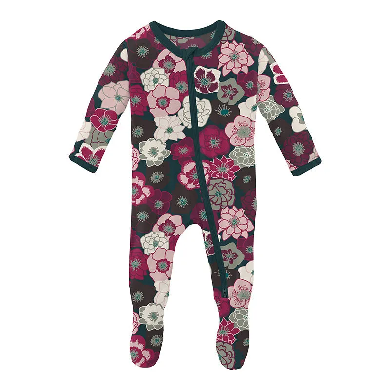 KicKee Pants Footie w/2W Zipper - Hellebores