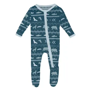 KicKee Pants Footie w/2W Zipper - Peacock Native Tribal Lore