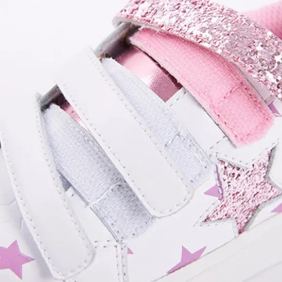 Kids Girls Boys Sparkling Star Velcro Sneakers