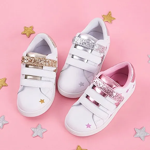 Kids Girls Boys Sparkling Star Velcro Sneakers