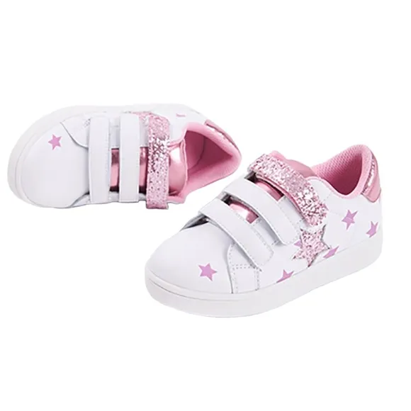 Kids Girls Boys Sparkling Star Velcro Sneakers