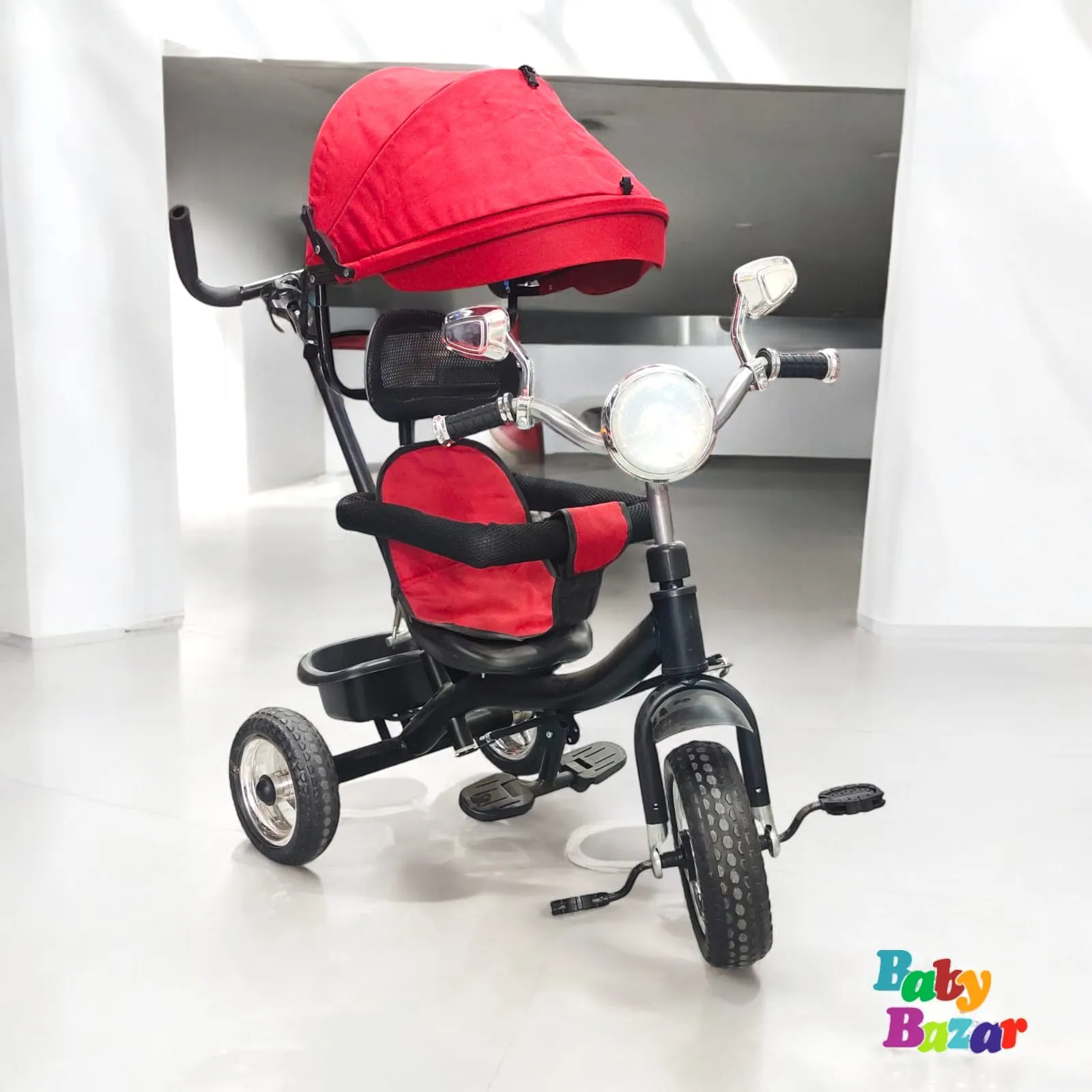 Kids' Tricycle with Umbrella & Side Security Handle – Safe & Comfortable Ride