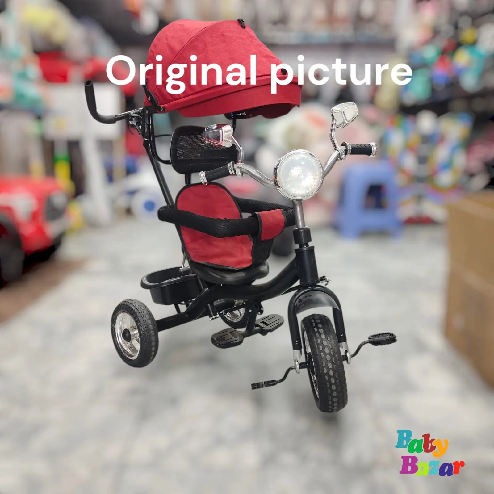 Kids' Tricycle with Umbrella & Side Security Handle – Safe & Comfortable Ride