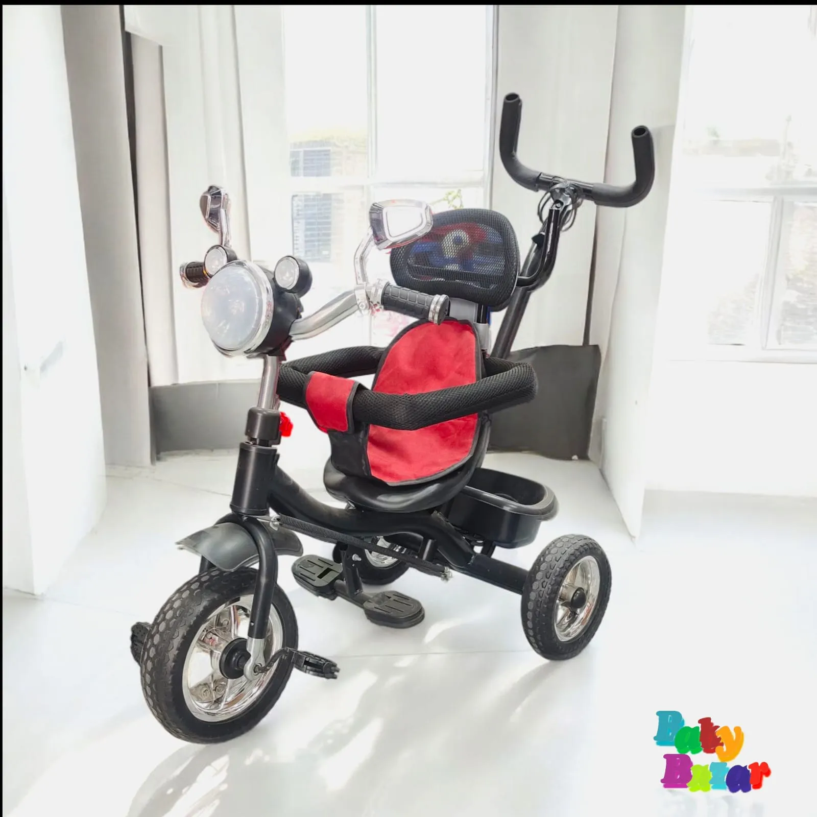 Kids' Tricycle with Umbrella & Side Security Handle – Safe & Comfortable Ride