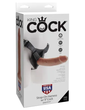 King Cock Strap-on Harness With 9&quot; Cock - Tan
