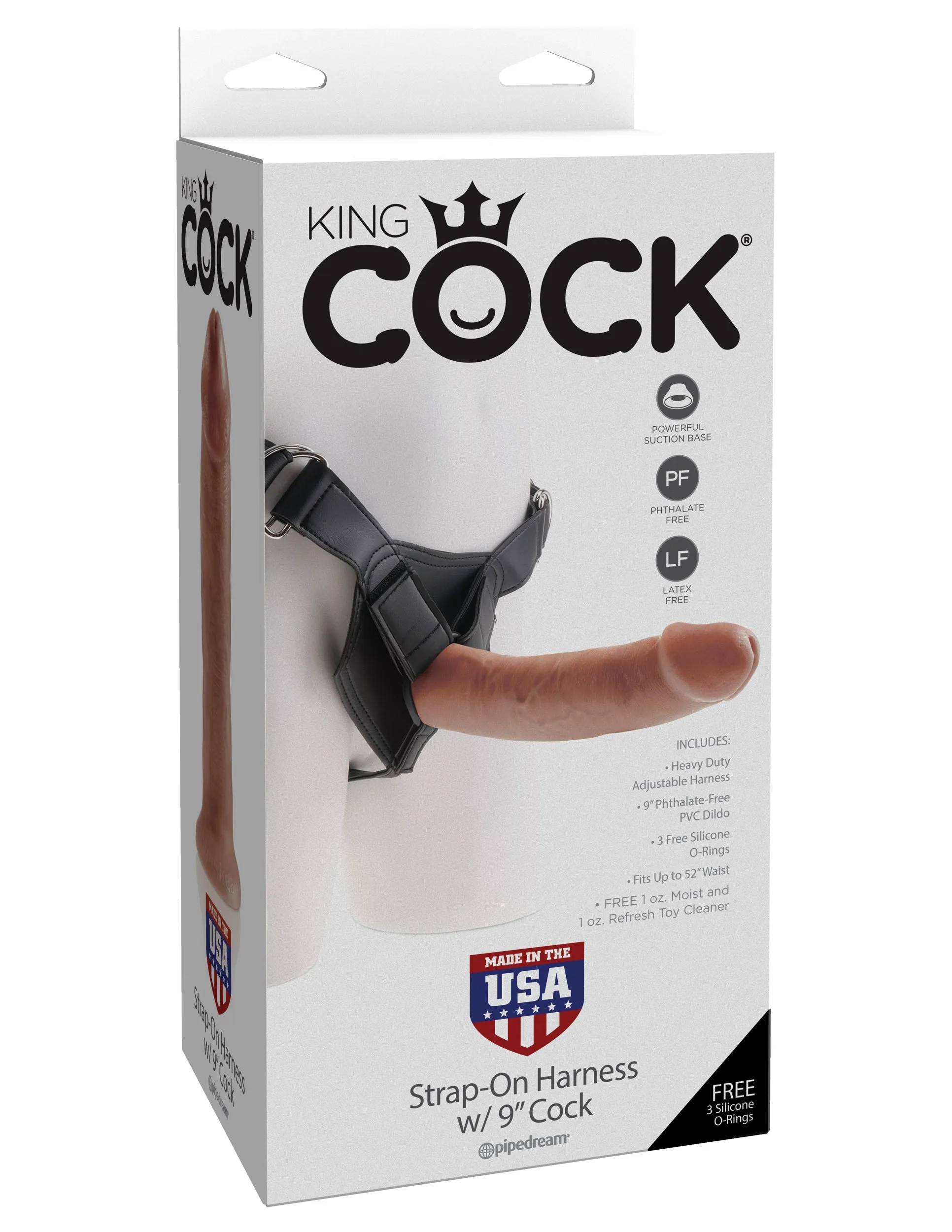 King Cock Strap-on Harness With 9&quot; Cock - Tan
