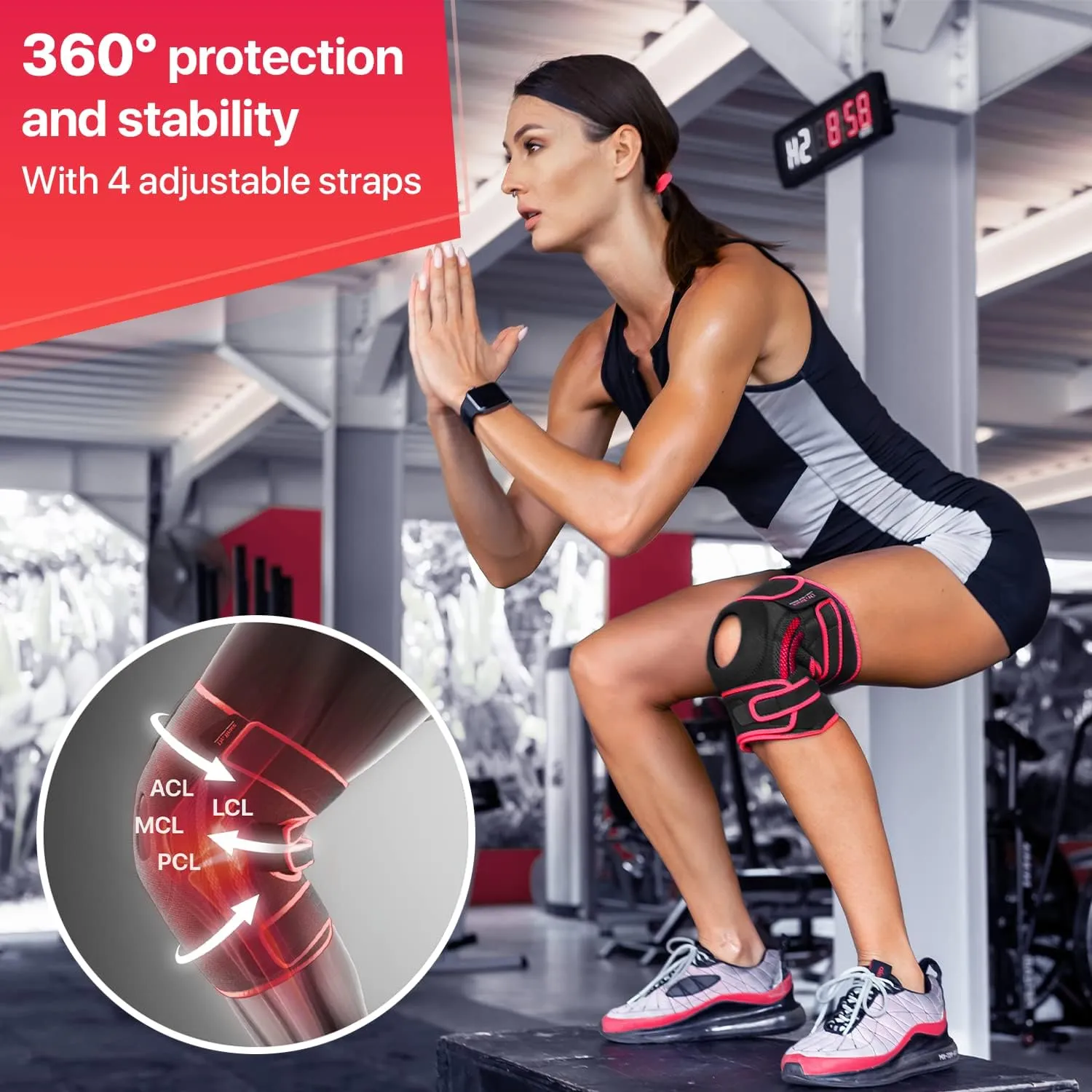 Knee Brace with Side Stabilizers & Patella Gel Pads for Maximum Knee Pain Support