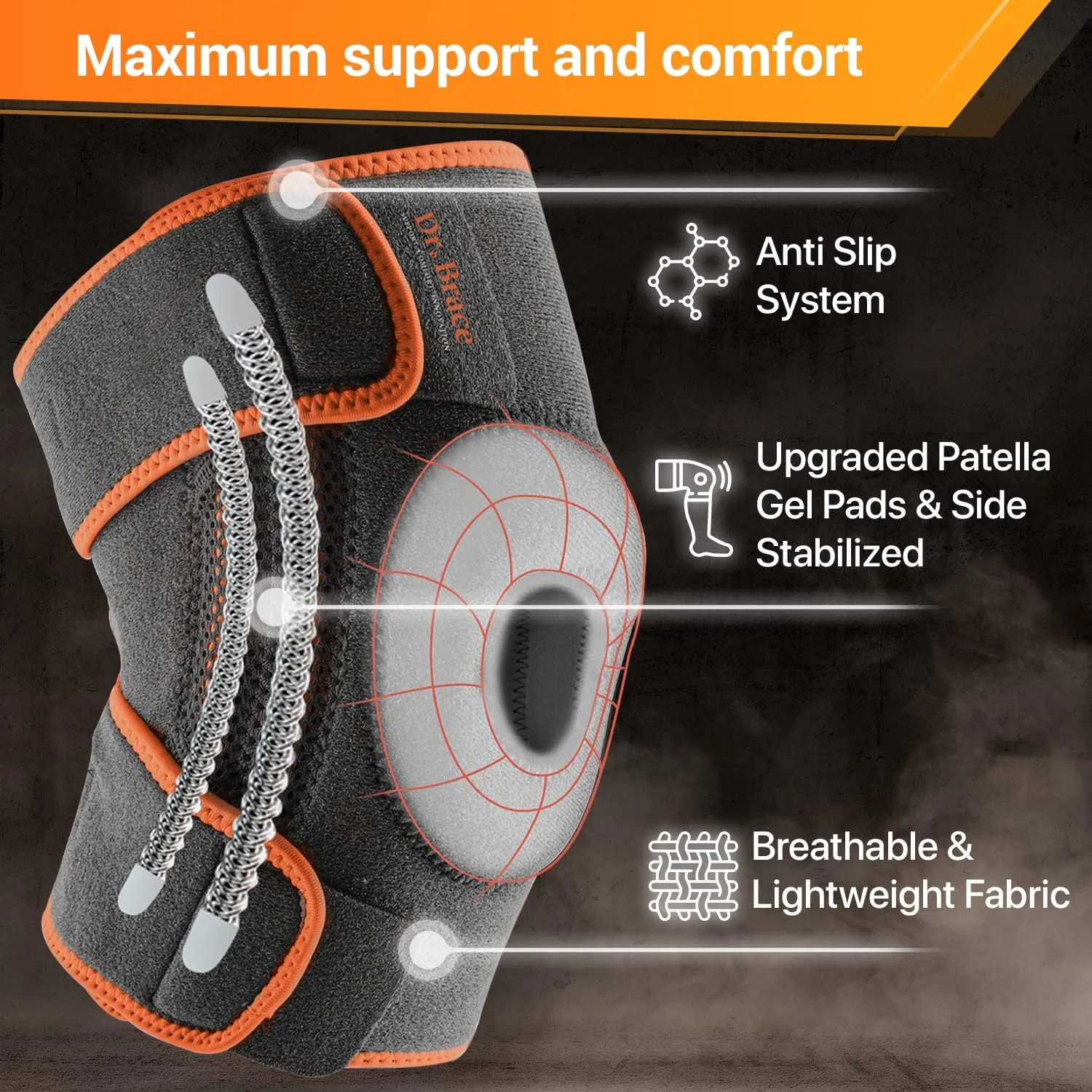 Knee Brace with Side Stabilizers & Patella Gel Pads for Maximum Knee Pain Support