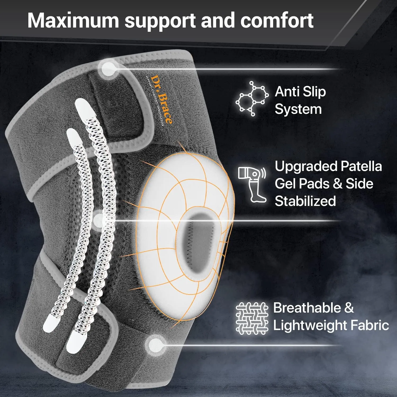 Knee Brace with Side Stabilizers & Patella Gel Pads for Maximum Knee Pain Support