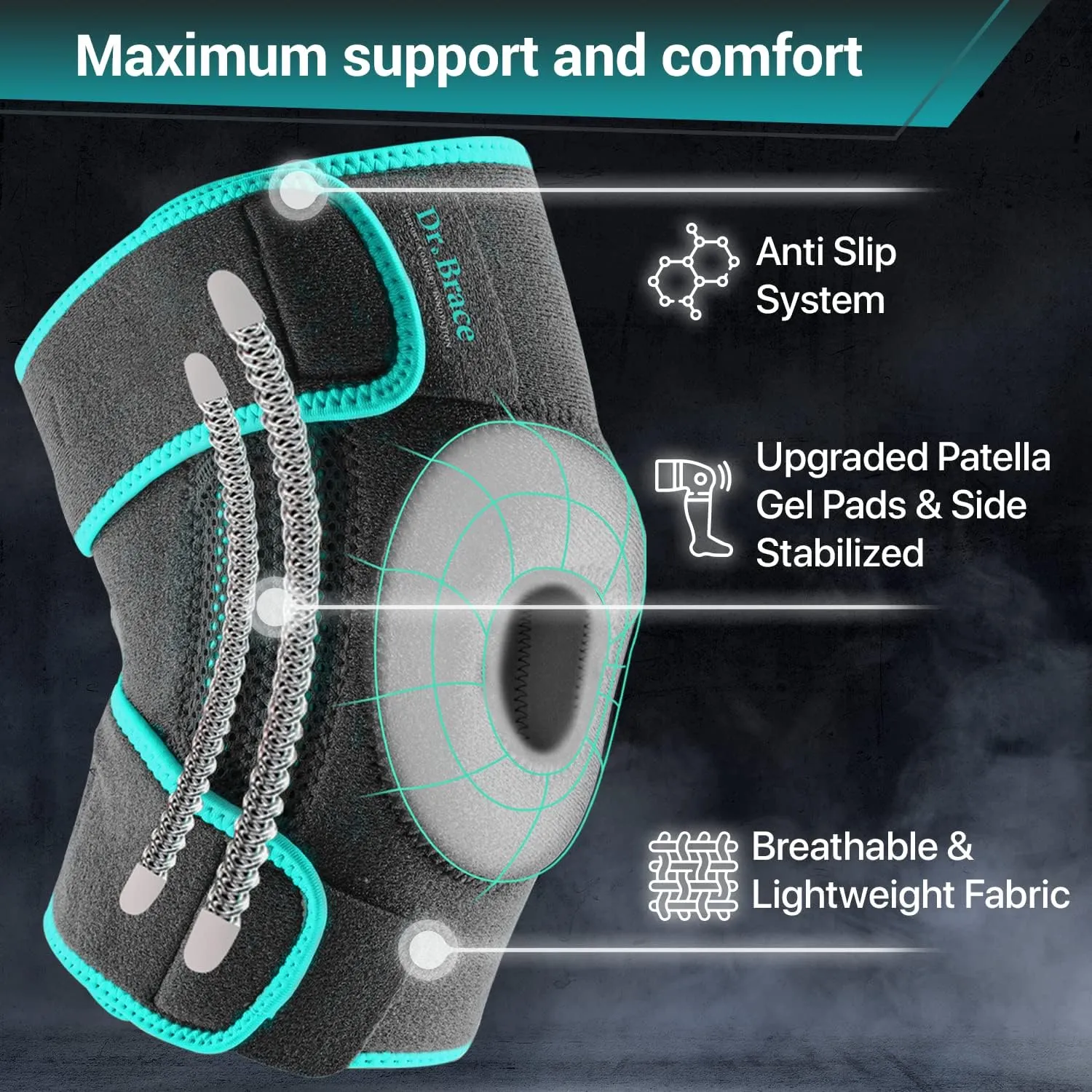 Knee Brace with Side Stabilizers & Patella Gel Pads for Maximum Knee Pain Support