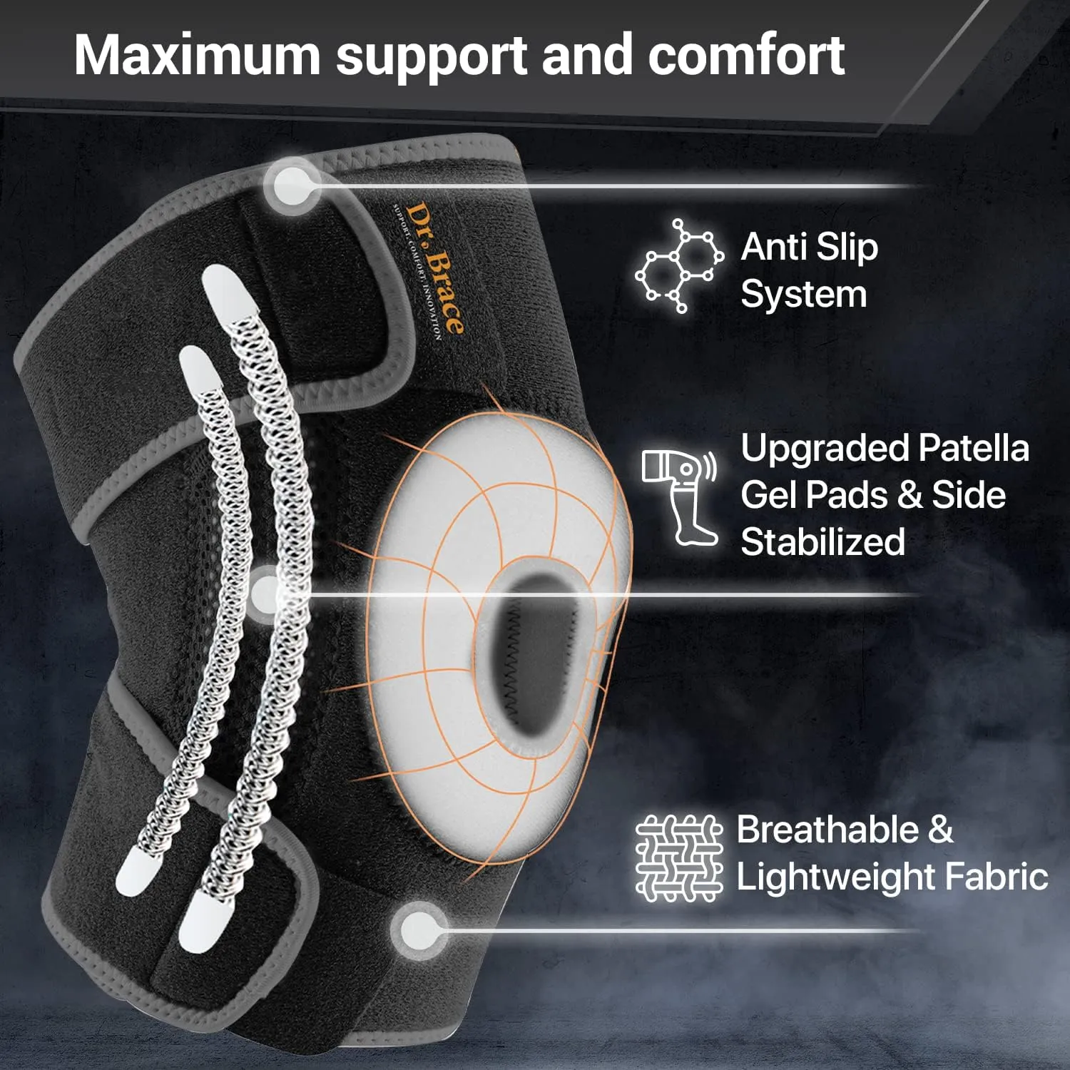 Knee Brace with Side Stabilizers & Patella Gel Pads for Maximum Knee Pain Support