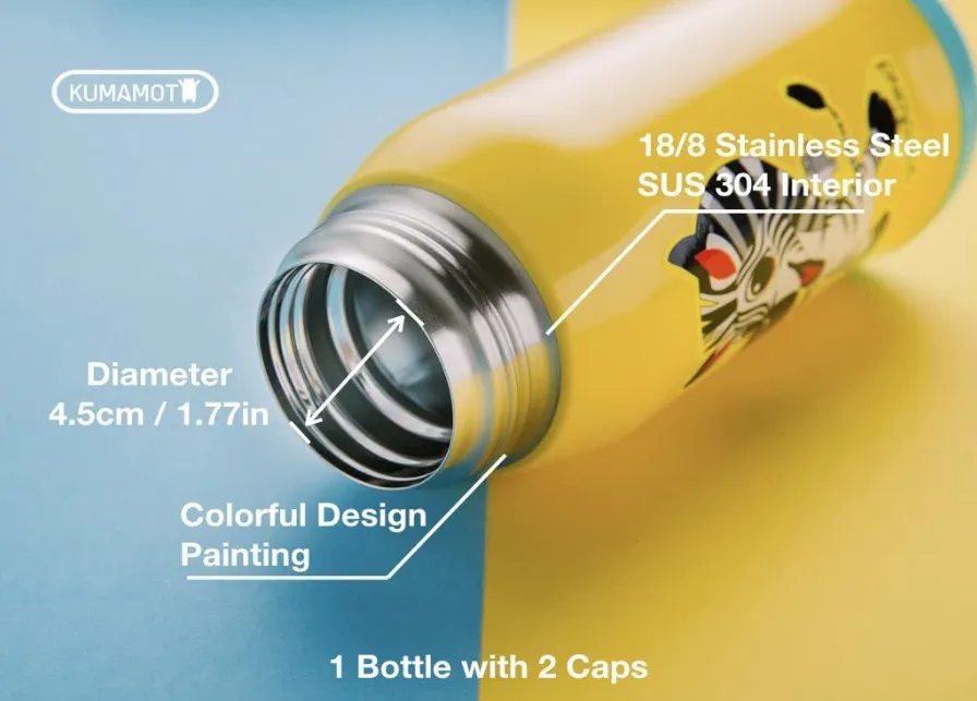 KUMAMOT 2-Way Kids Vacuum Insulated Water Bottle