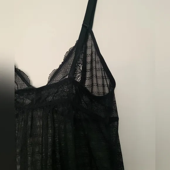 La Perla Miss Studio Black Lace Mesh Babydoll Slip Womens Size 3 Lingerie