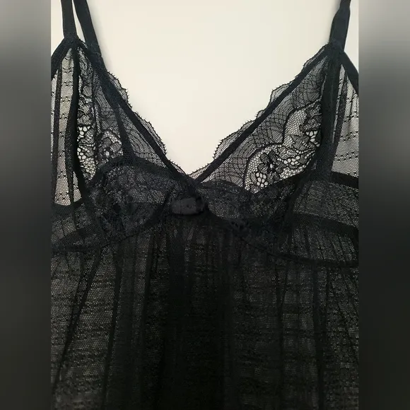 La Perla Miss Studio Black Lace Mesh Babydoll Slip Womens Size 3 Lingerie