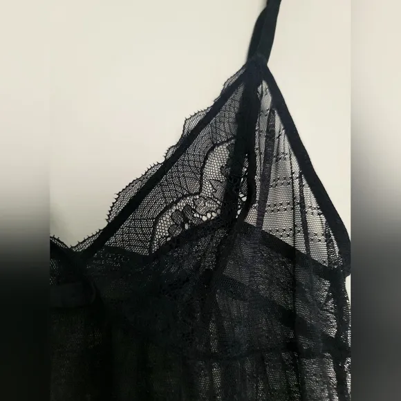 La Perla Miss Studio Black Lace Mesh Babydoll Slip Womens Size 3 Lingerie
