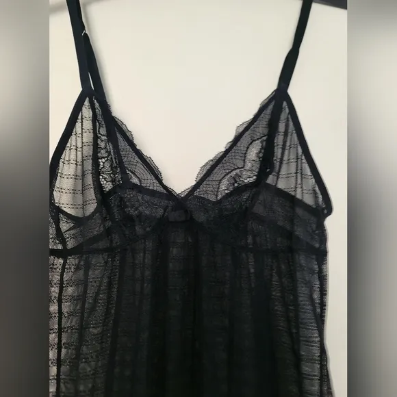 La Perla Miss Studio Black Lace Mesh Babydoll Slip Womens Size 3 Lingerie