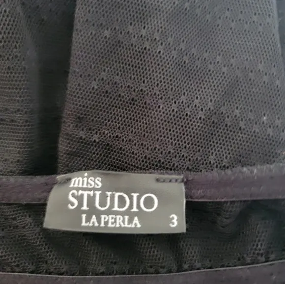 La Perla Miss Studio Black Lace Mesh Babydoll Slip Womens Size 3 Lingerie