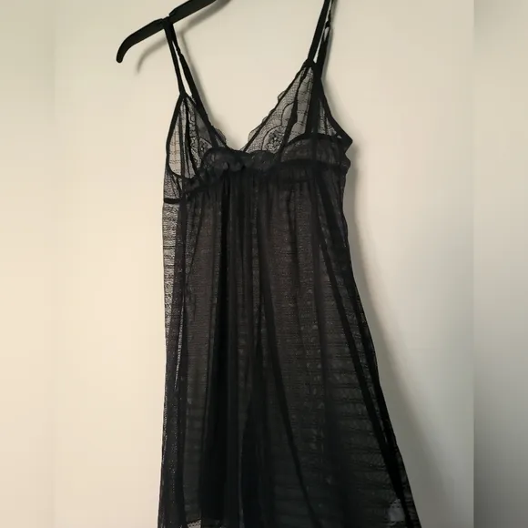 La Perla Miss Studio Black Lace Mesh Babydoll Slip Womens Size 3 Lingerie
