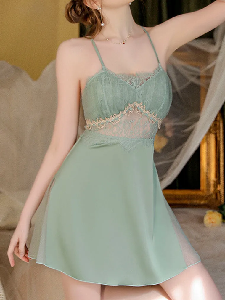 Lace Detail Cage Back Slip