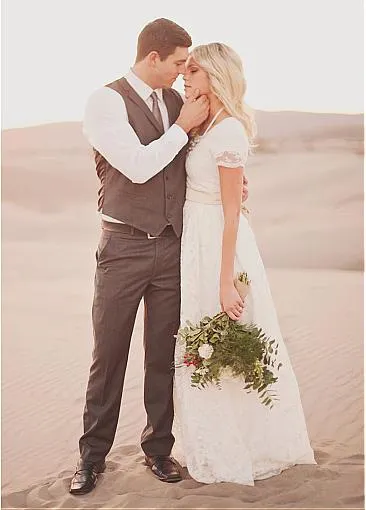 Lace Scoop Neck A-line Floor length simple cheap Wedding Dresses , WD0338