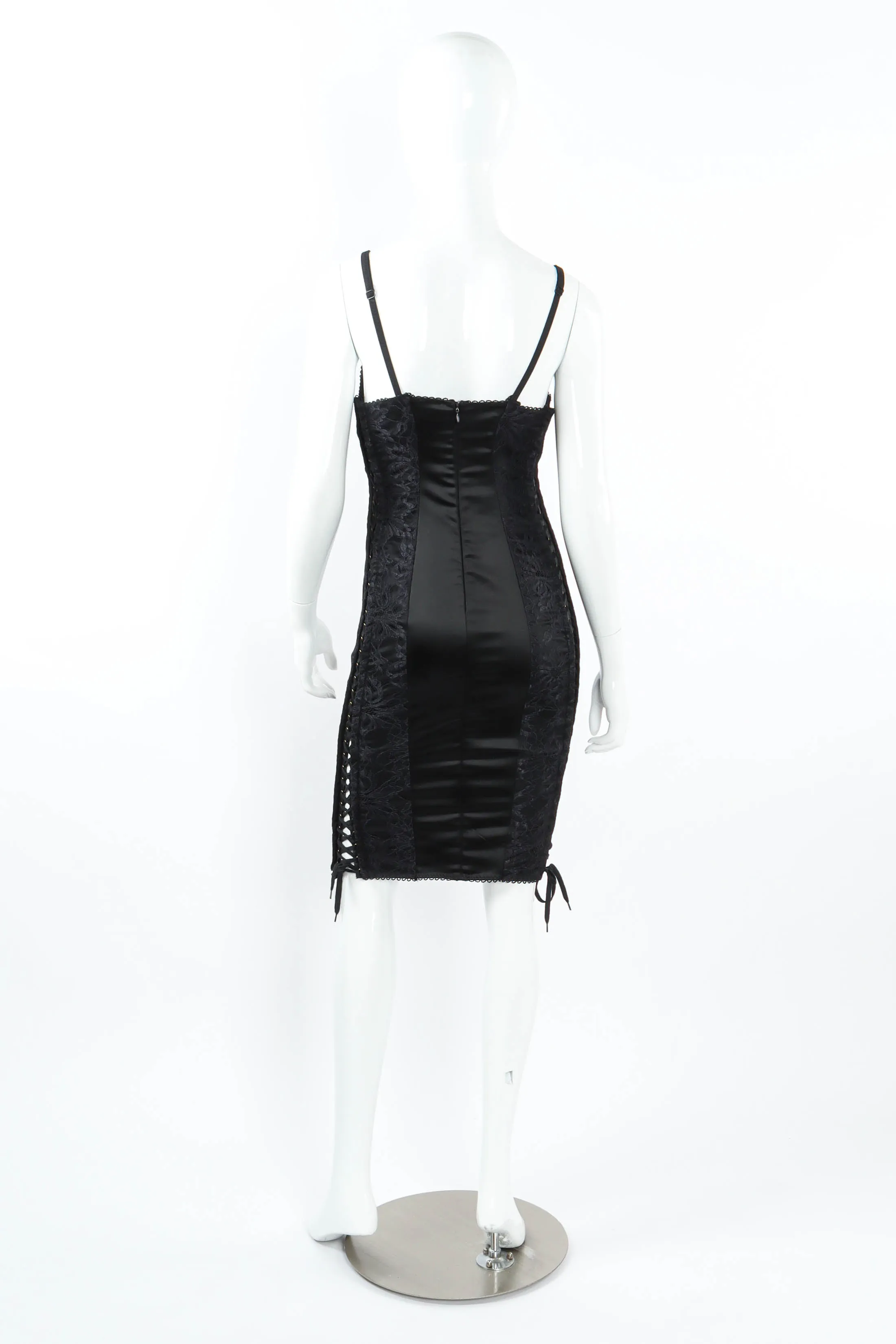 Lace Up Satin Slip Dress