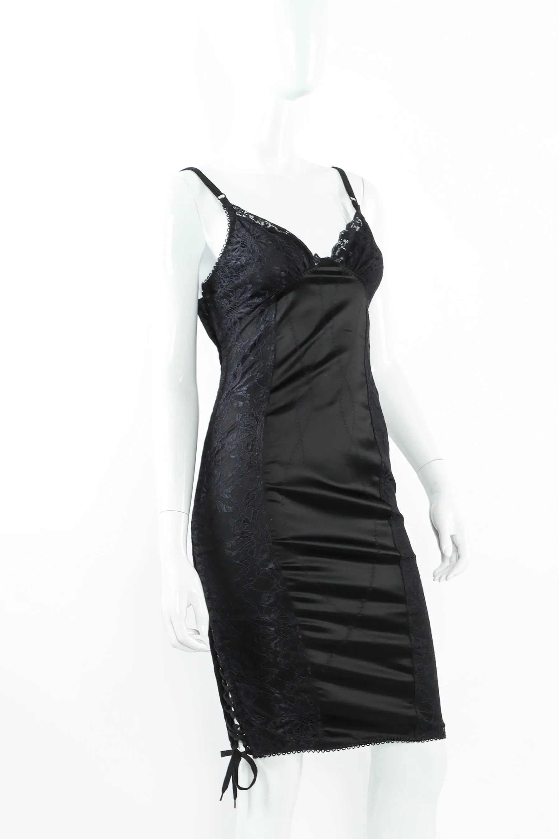 Lace Up Satin Slip Dress