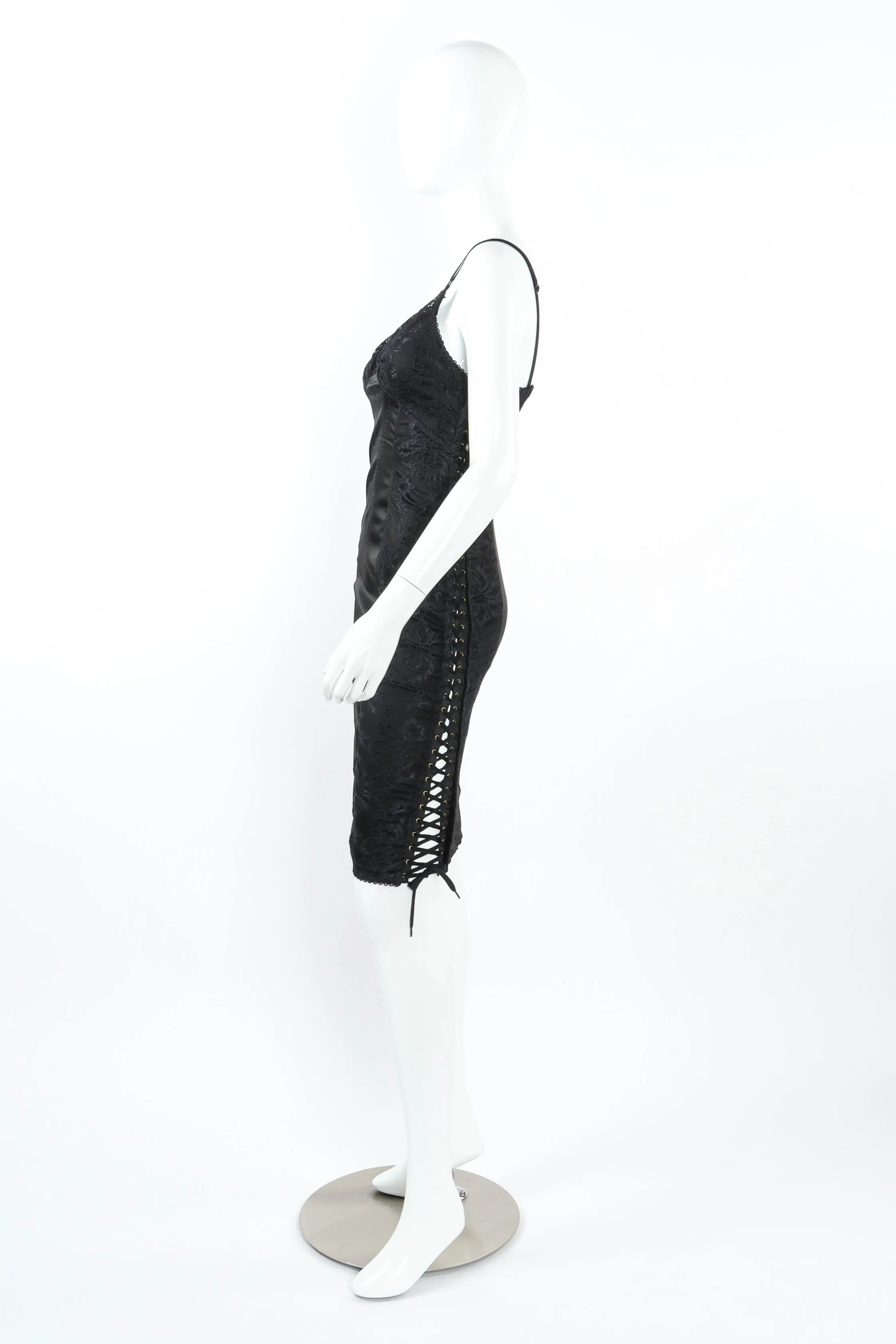 Lace Up Satin Slip Dress