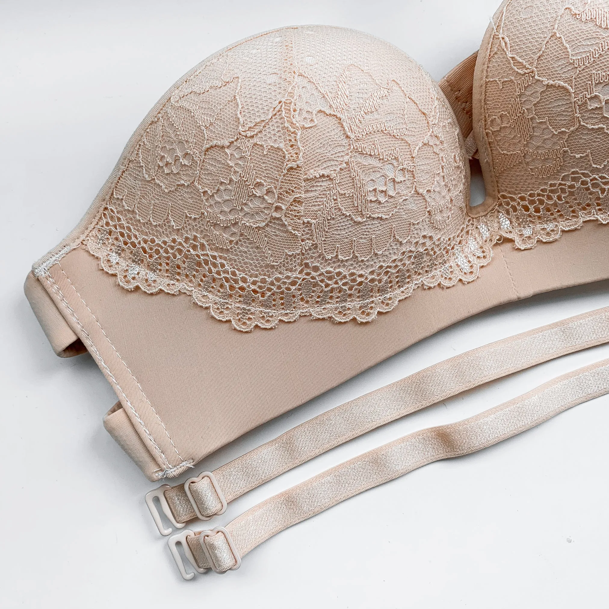 Laced It Up! V2.0 Non-Slip Strapless Push Up Bra in Warm Nude (Size L & XL Only)