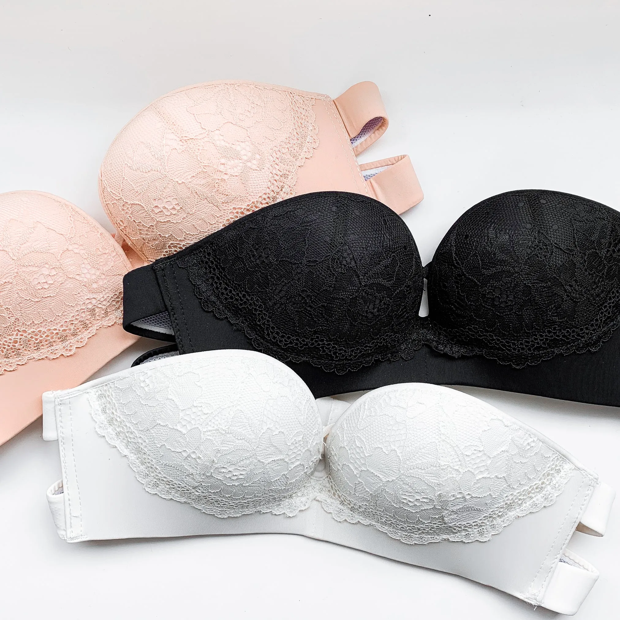 Laced It Up! V2.0 Non-Slip Strapless Push Up Bra in Warm Nude (Size L & XL Only)