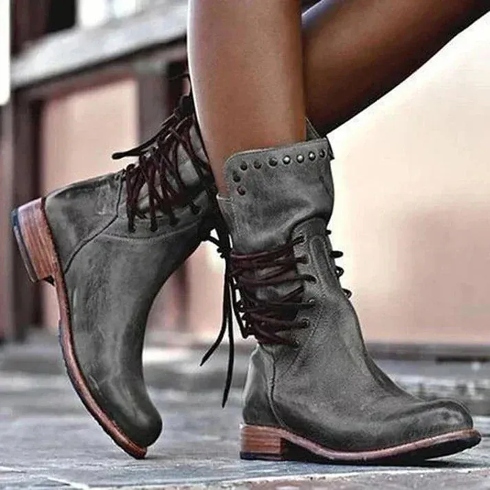 Lacey | Stylish Leather Boots With Laces