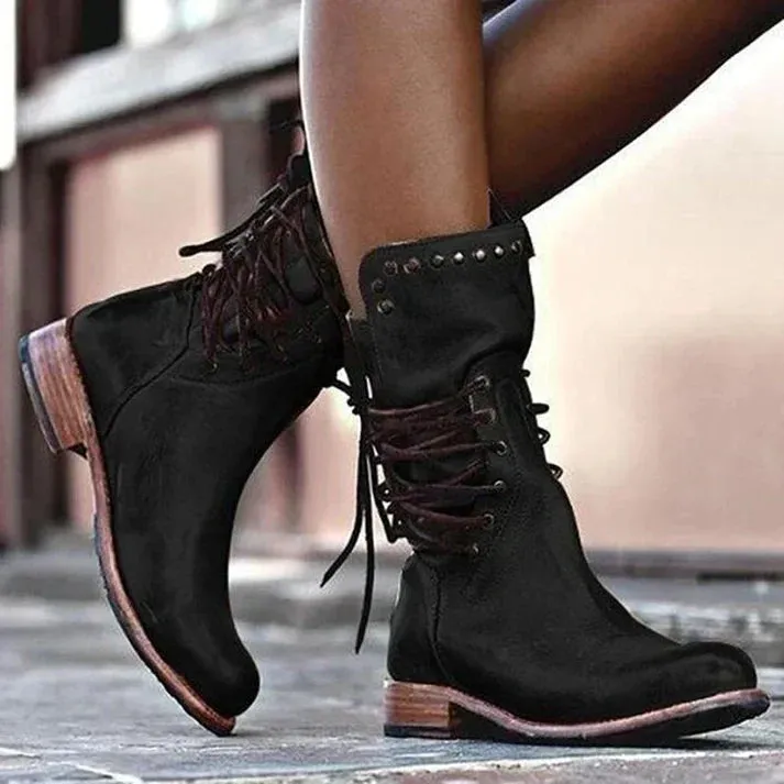 Lacey | Stylish Leather Boots With Laces