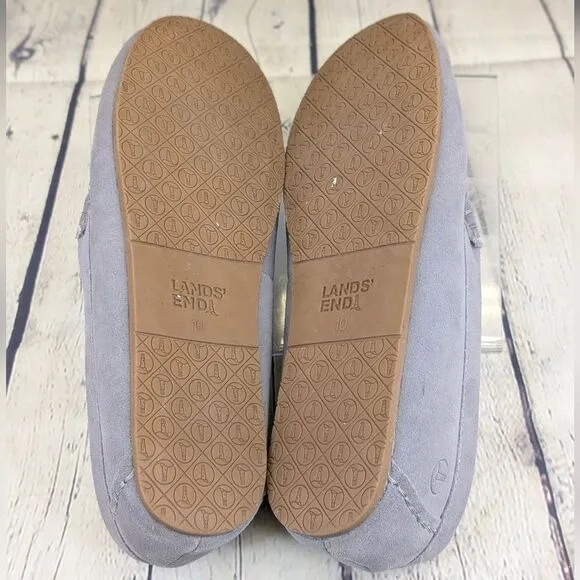 Lands End Women's Fuzzy Lined Suede Moccasin Slippers