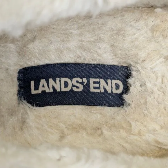 Lands End Women's Fuzzy Lined Suede Moccasin Slippers