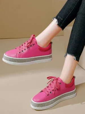 LAV-ISH Sequin Sole Sneaker - Hot Pink on