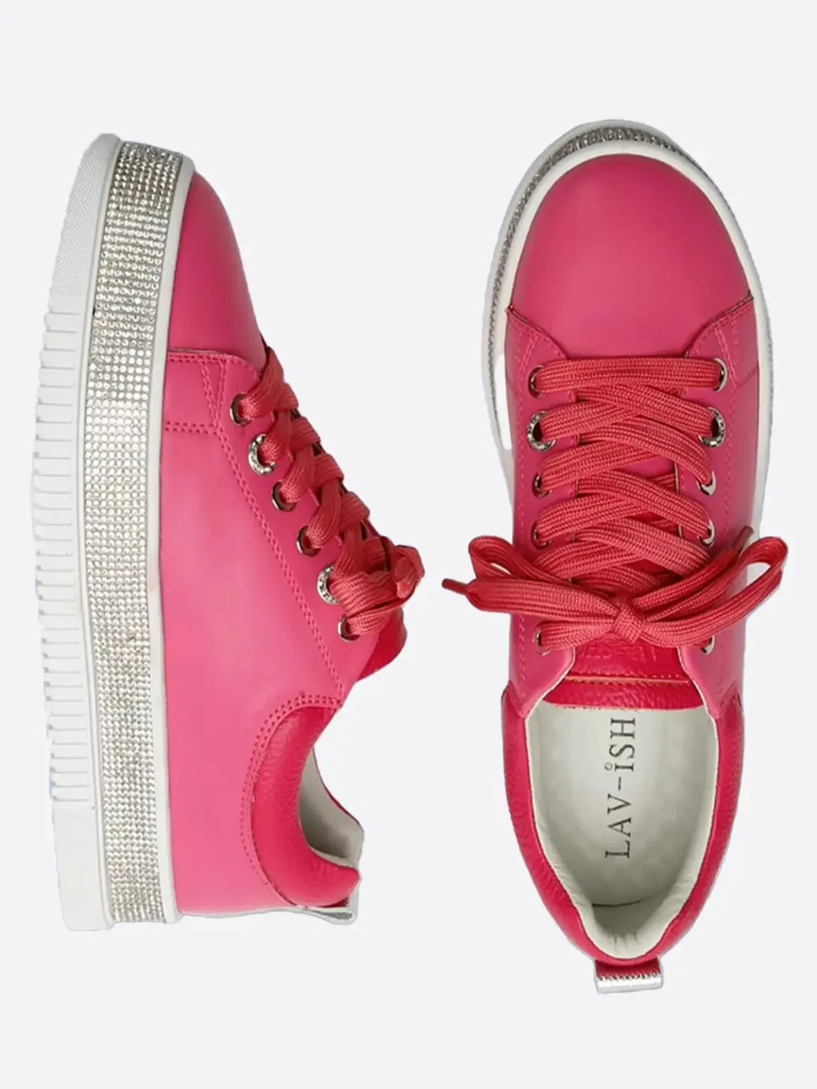 LAV-ISH Sequin Sole Sneaker - Hot Pink on
