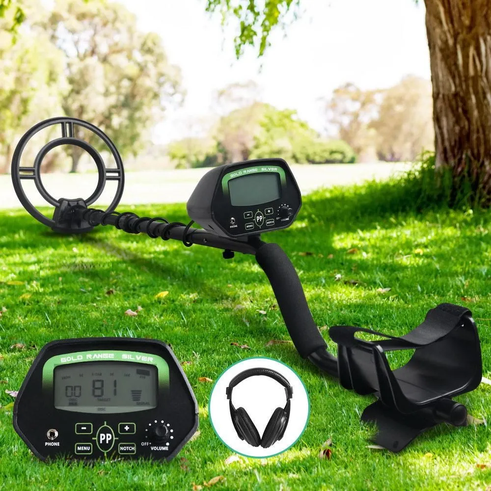 LCD Screen Black Metal Detector with Headphones