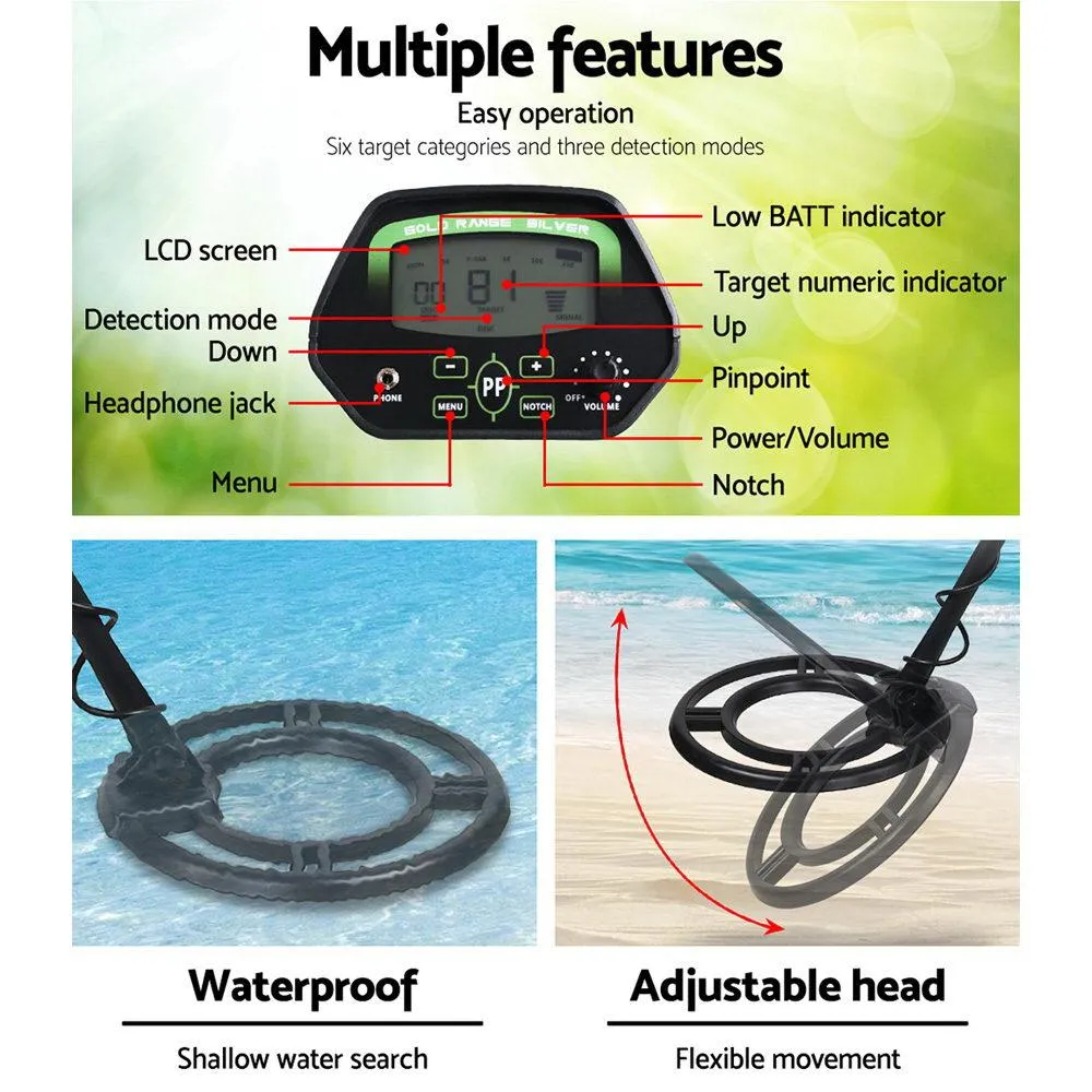 LCD Screen Black Metal Detector with Headphones