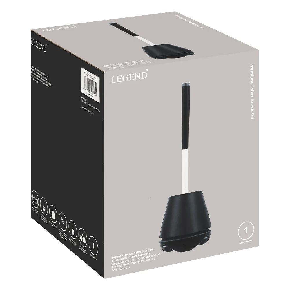 Legend Premium Toilet Brush Set Black