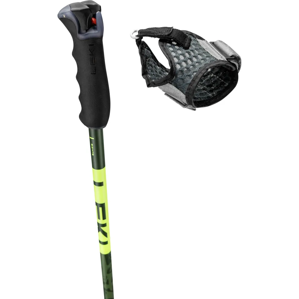 Leki Detect S Ski Pole - Olive Green/Dark Olive/Neon Yellow