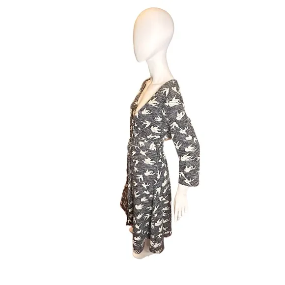 LEOTA New Song Bird Faux Wrap Sweater Dress Cotton Spandex Large