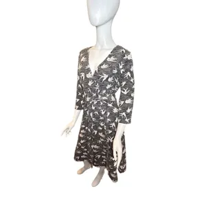 LEOTA New Song Bird Faux Wrap Sweater Dress Cotton Spandex Large