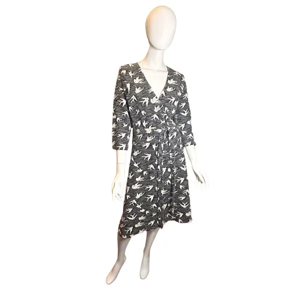 LEOTA New Song Bird Faux Wrap Sweater Dress Cotton Spandex Large