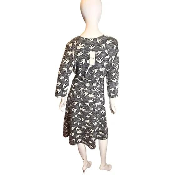 LEOTA New Song Bird Faux Wrap Sweater Dress Cotton Spandex Large