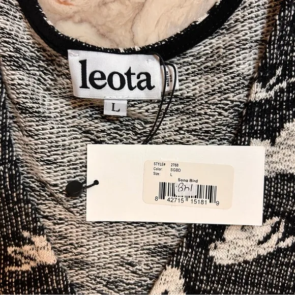 LEOTA New Song Bird Faux Wrap Sweater Dress Cotton Spandex Large